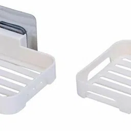 zenvio Bathroom Shelves and Soap Stand Holder Organizer (2 Bathroom Shelves+2 Soap Box) Plastic Wall Shelf image 4