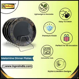 kitchrox Melamine Round Plates Perfect for Snacks and Dinner Parties! Dinner Plate image 3