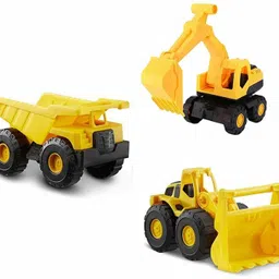 kru mir Unbreakable Super Builder Complete Set 3 in 1 Dumper, Excavator, Bulldozer Small Size Construction Toy for Kids | Push and Go Construction Toys for Kids Boys image 2