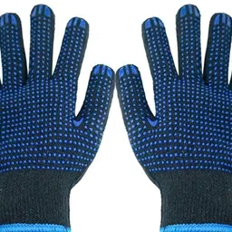 stylera 20 Pair Washable Reusable Blue on Blue Dotted Gloves for Industrial Use SyntheticSafety Gloves image 3