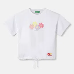 United Colors of Benetton Girls Round Neck Typography Printed Pure Cotton T-shirt-picture-37