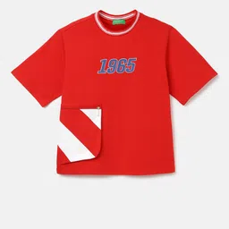 United Colors of Benetton Boys Typography High Neck Pure Cotton Applique Boxy T-shirt-picture-55