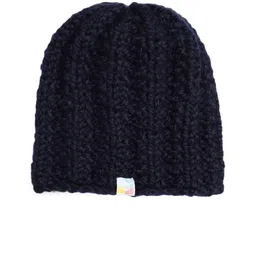Magic Needles Men Navy Blue Self Design Hand Knitted Brisbane Woolen Beanie image 2