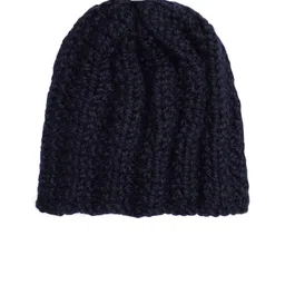 Magic Needles Men Navy Blue Self Design Hand Knitted Brisbane Woolen Beanie image 3
