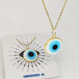 EL REGALO Blue & Gold-Toned Statement Evil Eye Chain-picture-19