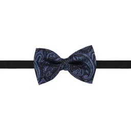 The Tie Hub Men Navy Blue & Black Woven Design Bow Tie image 5