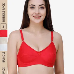 College Girl Pack Of 3 Non Padded All Day Support Full Coverage Pure Cotton Everyday Bra-image-62