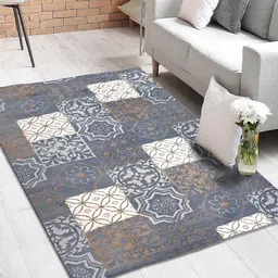 Saral Home Blue Self Design Cotton Carpet-image-0