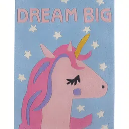 LITTLELOOMS Blue & Pink Unicorn Hand-Tufted Rectangular Woollen Carpet image 2