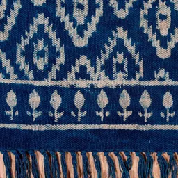 HANDICRAFT PALACE Blue & White Geometric Hand Block Printed Cotton Carpet image 3