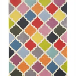 LITTLELOOMS Red & Yellow Geometric Hand-Tufted Rectangular Woollen Carpet image 3