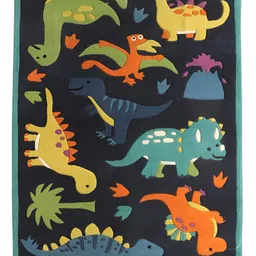 LITTLELOOMS Black & Yellow Dino Mania Hand-Tufted Rectangular Woollen Carpet image 3