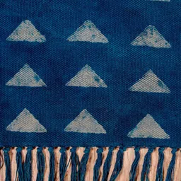 HANDICRAFT PALACE Blue & White Indigo Hand Block Printed Cotton Carpet image 3