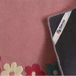 LITTLELOOMS Grey & Pink Floral Border Hand-Tufted Rectangular Woollen Carpet image 5