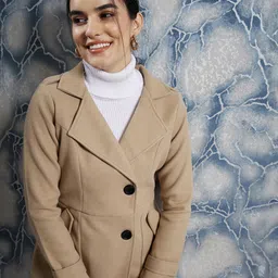 Athena Single Breasted Notched Lapel Woollen Trench Coat image 2