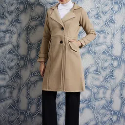 Athena Single Breasted Notched Lapel Woollen Trench Coat image 5