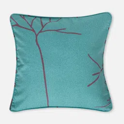 SWAYAM Blue & Maroon Set of 2 Floral Cotton Square Cushion Covers image 3