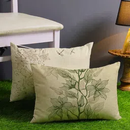 STITCHNEST Pack Of 2 Cream-Coloured Printed Rectangle Cushion Covers-picture-30