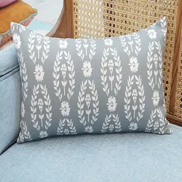 THROWPILLOW Grey & White Floral Printed Rectangle Cushion Covers-image-18