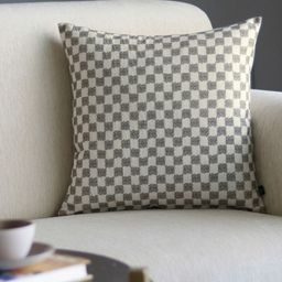 GM Grey Set of Single Checked Square Cushion Covers-picture-4