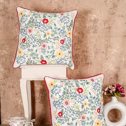 SHADES of LIFE Set of 2 Embroidered Square Cushion Covers image 1