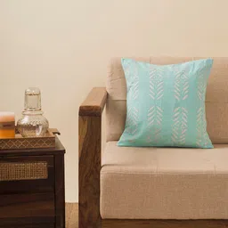 Fabindia Teal & White Floral Square Cushion Covers-picture-41