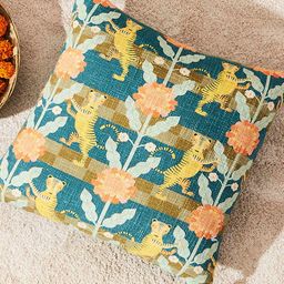 Chumbak Yellow & Blue Quirky Square Cushion Cover-picture-47