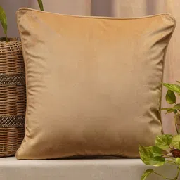 ZEBA Beige Velvet Square Cushion Cover-image-8