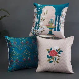 Home Centre Set of 3 Floral Print Square Cushion Covers-picture-43