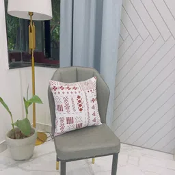 THROWPILLOW White & Brown Geometric Printed Cotton Square Cushion Cover-image-44