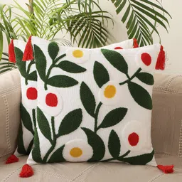 Jamio Firati Multicolor Aari Embroidery Set of 2 Square Cushion Covers image 1