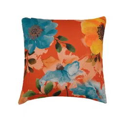 ZEBA Grey & Orange Floral Square Cushion Covers image 4