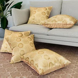 Kuber Industries Gold-Toned 5 Pieces Ethnic Motifs Square Cushion Covers image 3