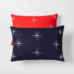 Eyaas Red & Navy Blue 2 Pieces Geometric Printed Rectangle Cushion Covers image 5