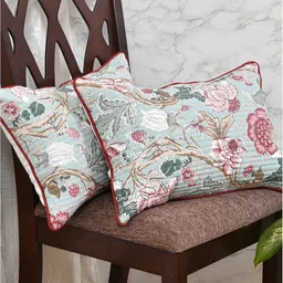 Clasiko Pink & Green Set of 2 Floral Rectangle Cushion Covers image 4