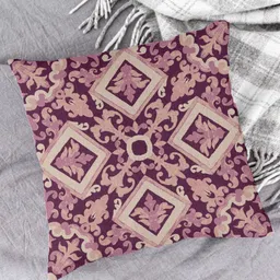 HOUZZCODE Purple & Brown Set of 2 Ethnic Motifs Square Cushion Covers image 3