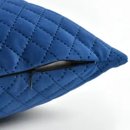 HOMADORN Blue 5 Pieces Checked Velvet Square Cushion Covers image 5