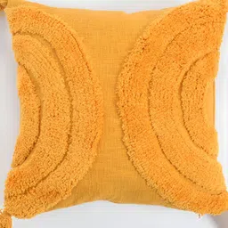 HOMADORN Mustard Cotton Square Cushion Cover image 4