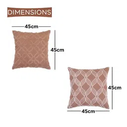 Ode & Cleo Brown & White 5 Pieces Embroidered Square Cushion Covers image 2