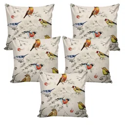 AEROHAVEN Beige & Green Set of 5 Floral Square Cushion Covers image 5