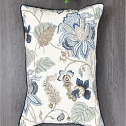 Clasiko White & Green Set of 2 Floral Rectangle Cushion Covers image 3