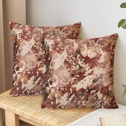 Tesmare Brown 5 Pieces Abstract Velvet Square Cushion Covers image 5