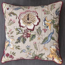 Clasiko Beige & Blue Set of 5 Floral Cotton Square Cushion Covers image 3