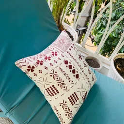 THROWPILLOW White & Brown Geometric Printed Cotton Square Cushion Cover image 4