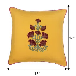 ZEBA Red & Yellow 2 Pieces Ethnic Embroidered Square Cushion Covers image 5