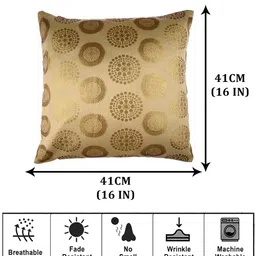 Kuber Industries Gold-Toned 5 Pieces Ethnic Motifs Square Cushion Covers image 4