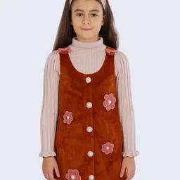 One Friday Round Neck Self Design Girls Dress-picture-37
