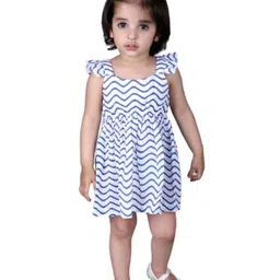 Nino Bambino White & Blue Printed Organic Cotton Dress-image-31