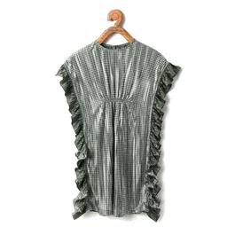 TIC TAC TOE Girls Silver-Toned Crepe Kaftan Dress-picture-26