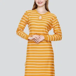 GOSHA & MAU Striped Keyhole Neck Acrylic Jumper Dress-picture-11